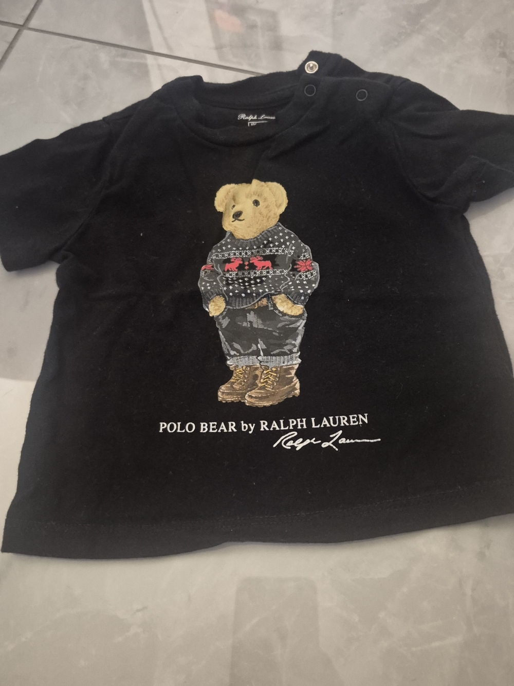 Ralph Lauren Black Polo Bear Short Sleeve Tee 6 Months